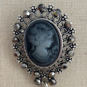 Elegant Silver Cameo Brooch